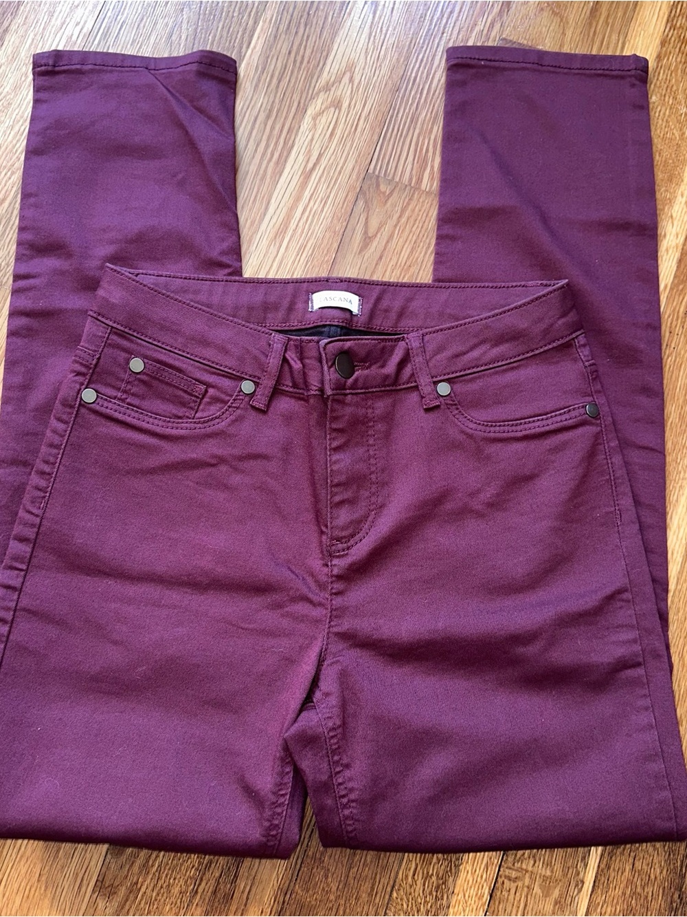 Lascana Women's Size 4 Purple Wine Stretch Denim Skinny 5 Pocket Jean Mid Rise